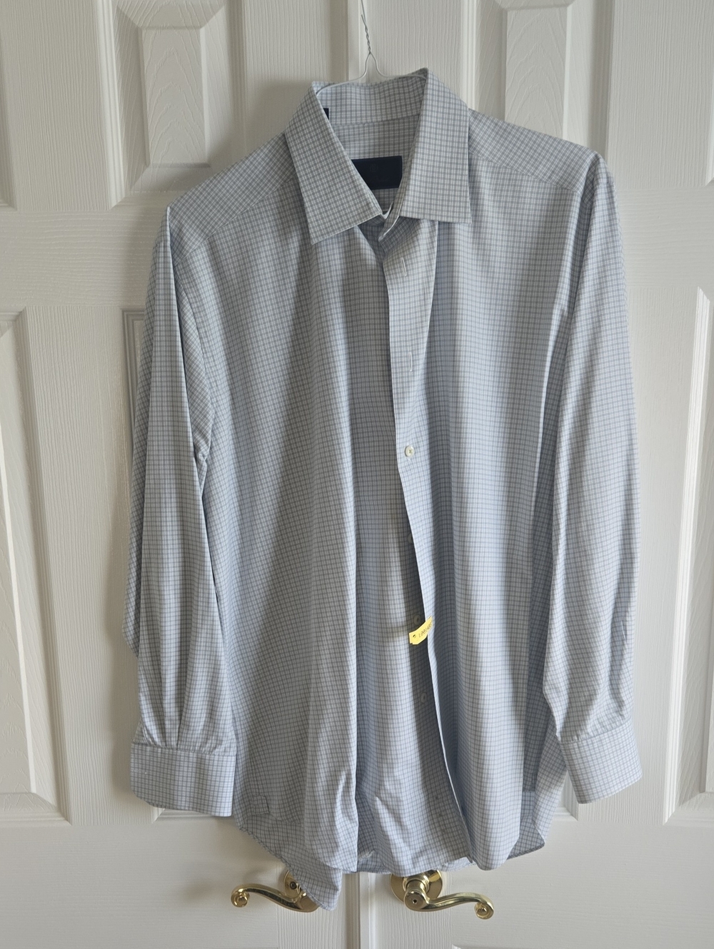 David Donahue Light Blue Micro-Check Dress Shirt